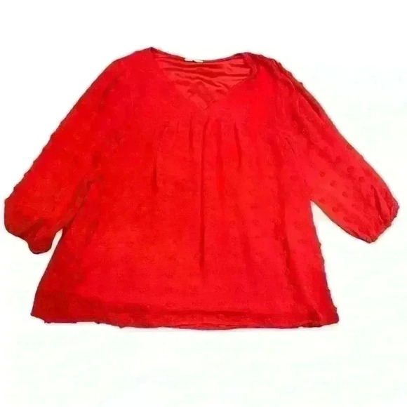 JODIFL Red Swiss Dot Pattern Top Size M - Picture 1 of 8